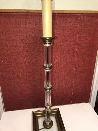 VTG 1984 CHAPMAN Lamp Brass Candlestick Lucite Stem USA 34” 6