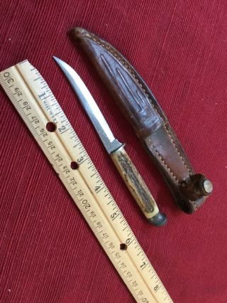 Vintage Case Xx Stag Fixed Blade Knife With Sheath