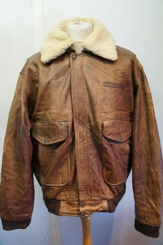 Vintage Distressed Pall Mall Leather Cargo Pilot Flying Jacket Size Xl