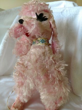 RUSHTON 13  Pink french poodle vintage plush.  Toy animal ATLANTA GA 1950 s 3