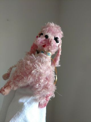 RUSHTON 13  Pink french poodle vintage plush.  Toy animal ATLANTA GA 1950 s 5