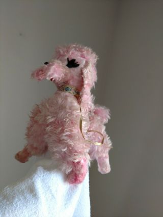 RUSHTON 13  Pink french poodle vintage plush.  Toy animal ATLANTA GA 1950 s 6