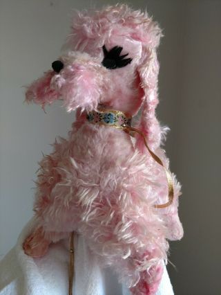 RUSHTON 13  Pink french poodle vintage plush.  Toy animal ATLANTA GA 1950 s 8