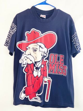 Vintage Ole Miss Colonel Rebel University Of Mississippi Shirt Size Large Top