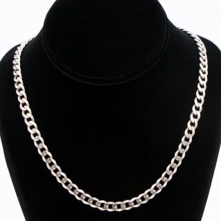 Sterling Silver - Italy 7mm Cuban Link Chain 22 " Necklace - 40.  5g