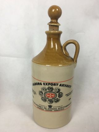 Vintage Taffel Akvavit Aalborg Export Stoneware Flagon Stain Beer Jugs Bottle 2