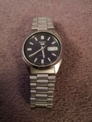 Seiko 5 Automatic Silver Dial Stainless Steel Men’s Watch Snxs73k 37mm