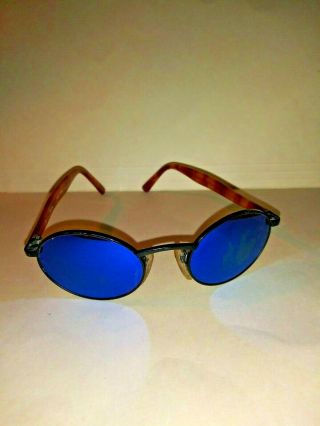 Vintage Revo Oval Blue Mirror 962 - 001 Sunglasses Tortoise Shell Black Frames