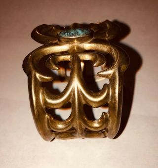 Vintage Navajo Sand Cast Sterling/Turquoise Cuff Bracelet 3
