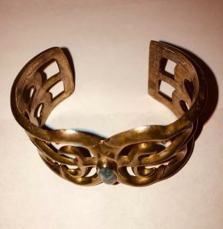 Vintage Navajo Sand Cast Sterling/Turquoise Cuff Bracelet 4