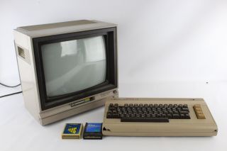 Vintage Commodore 64 Video Game System W/ 1701 Crt Monitor & Games