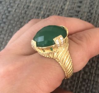 Judith Ripka Sterling Silver Gold Plated Quartz Green Goddess Cocktail Ring