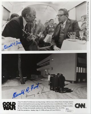 Gerald Ford,  Henry Kissinger Hand Signed 8x10 Photo Awesome,  Rare Jsa