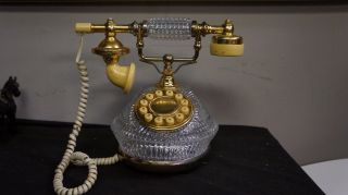 Vintage French Victorian Style Crystal Glass Telephone