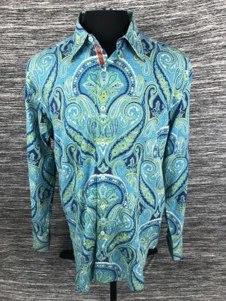 Robert Graham Mens Large Vintage Paisley Long Sleeve Flip Cuff Button Shirt 3