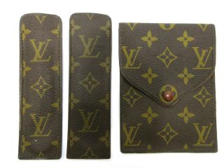 Authentic 3 Item Set Louis Vuitton Monogram Case Vintage Pvc Leather 68462