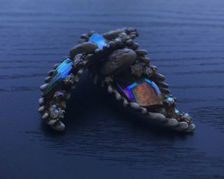 Vintage Signed HAR Dragons Tooth Necklace Pendant Broken Repair Fantasy 4