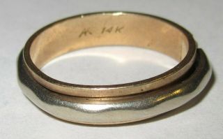 Vintage 14k White And Yellow Gold Ring Marked W/connected " Ak " (broken,  Scrap?)