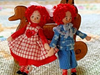 Artisan Miniature Dollhouse Vintage Sculpted Tiny Raggedy Anne Andy Ethel Hicks