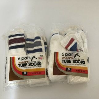 Vtg Woolworth Tube Socks 10 Pairs Open Packages Stripes