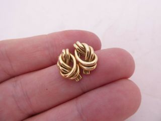 9ct Gold Vintage Knot Design Hoop Stud Earrings,  9k 375