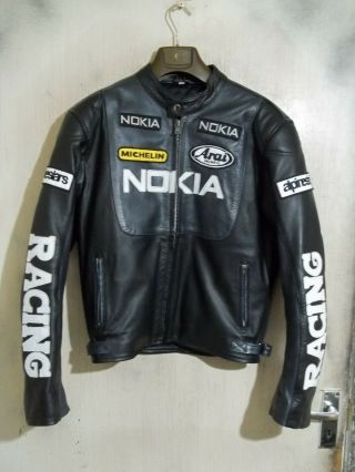 Vintage Nokia Racing Leather Motorcycle Jacket Size L