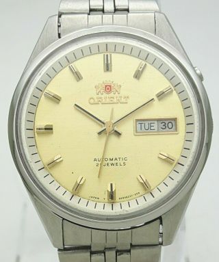 Vintage Orient Automatic 21j Cal 46941 Steel 38mm Day Date Japan Men Wrist Watch