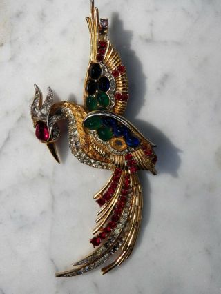 Rare Vintage Boucher Bird Of Paradise Pin Brooch Broken Specimen Or Parts