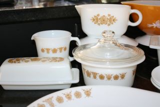 Vintage CORELLE Butterfly Gold Dinner Set with Accessories 4