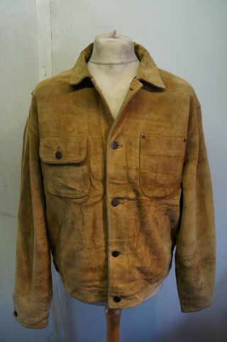 Vintage Distressed Polo By Ralph Lauren Leather Suede Jacket Size L