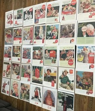 (34) Vintage Coca Cola Ad Prints 1930 - 1970