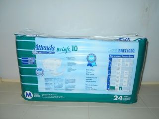 2003 VINTAGE 24 ATTENDS ADULT MEDIUM WHITE PLASTIC SHELL DIAPERS - BY PAPER PAK 2