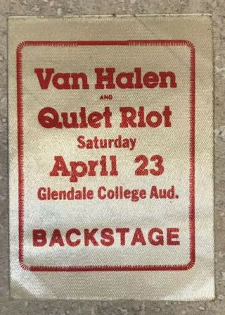 1977 Vintage Van Halen Quiet Riot Backstage Pass Randy Rhoads So Rare