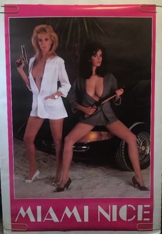 Miami Vintage Poster 1986 Satire Television Pin - Up Sexy Women Car