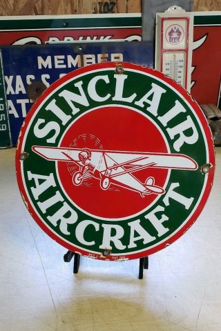 Sinclair Aircraft Gasoline Porcelain Sign Gas Pump Plate Vintage High Octain H - C