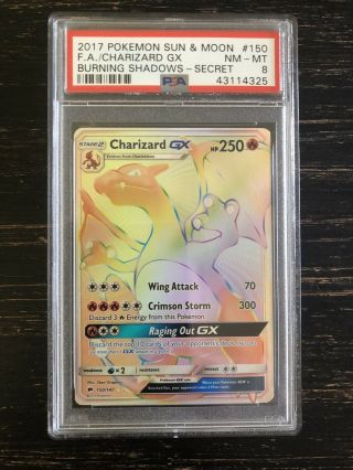 Charizard Gx - 150/147 - Psa 8 - Hyper Rare (sun & Moon) : Pokemon
