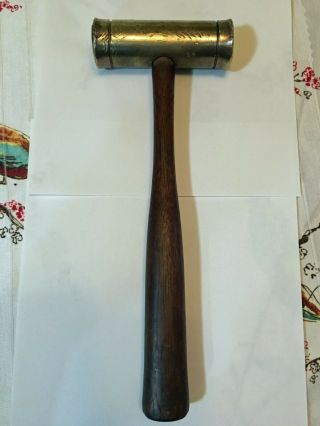 Vintage Snap - On Bh - 32 Brass Hammer With Wood Handle Made In Usa.