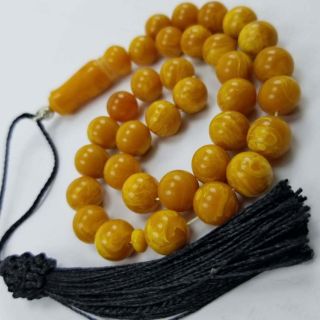 Antique 100 عنبر الماني مضغوط Natural Pressed Baltic Amber Prayer Beads