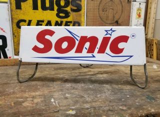 Vintage Sonic Tires Gas Station Oil Metal Sign Stand Display Plane Airplane