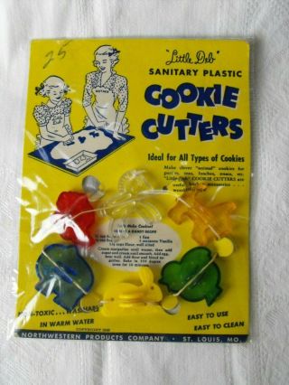 Vintage 1948 Little Deb Plastic Miniature Cookie Cutters On Card