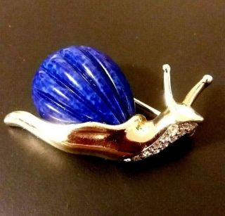 Panetta Snail Pin Brooch Diamonds & Lazuli