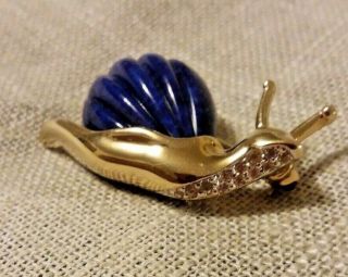 Panetta Snail pin brooch Diamonds & lazuli 2