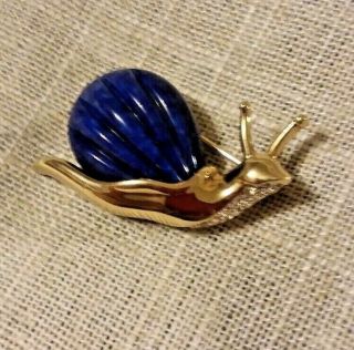 Panetta Snail pin brooch Diamonds & lazuli 3