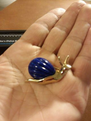 Panetta Snail pin brooch Diamonds & lazuli 4
