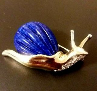 Panetta Snail pin brooch Diamonds & lazuli 6