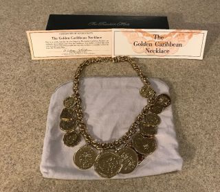 Franklin 24k Gold Plate Caribbean Coin Necklace &