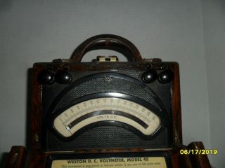 Vintage Weston D.  C.  Voltmeter Model 45 Serial 36542 2