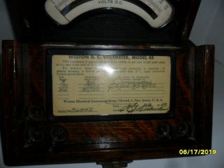 Vintage Weston D.  C.  Voltmeter Model 45 Serial 36542 3