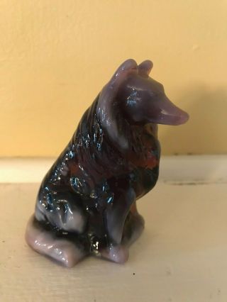 Vintage Mosser Glass Collie Dog Figurine In Purple Slag