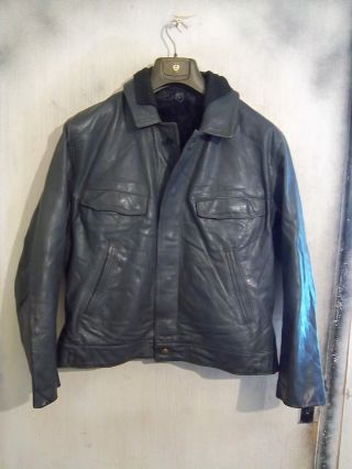 Vintage German Police Officers Leather Motorcycle Jacket Size M,  Liner